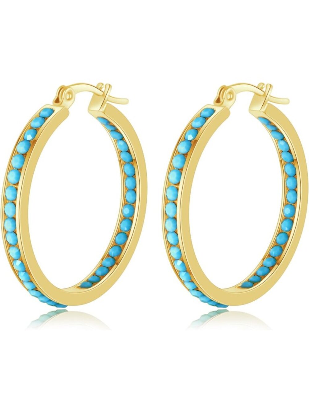 Stainless Steel Hoop Earrings with Cubic Zirconia - Silver/Gold Plated